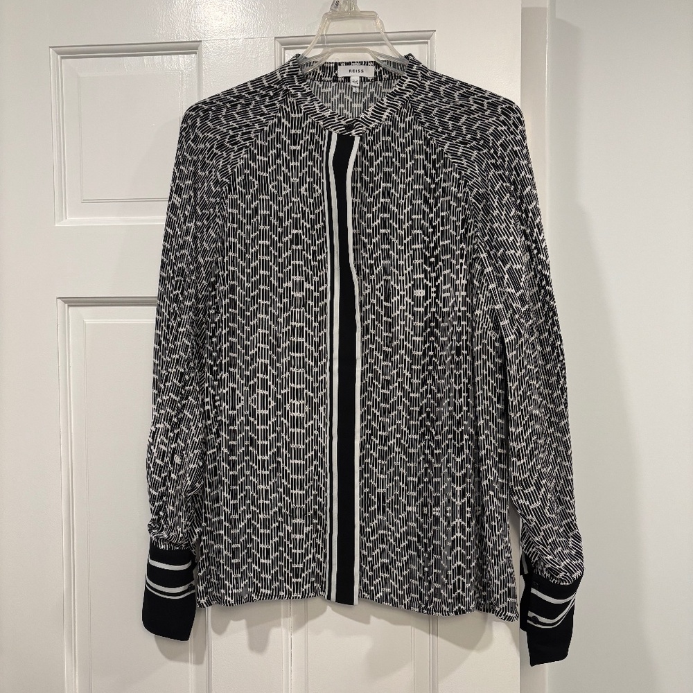Reiss black and white blouse